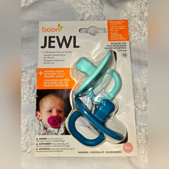 Boon JEWL Orthodontic Silicone Pacifier - Blue and Teal Set Of 2 - Picture 1 of 2